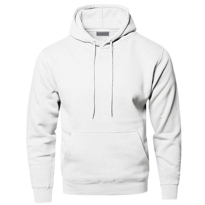 Comfortabele effen heren hoodie met capuchon en praktische kangoeroezak; perfect voor een sportieve of relaxte look.