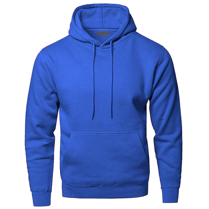 Casual heren hoodie met capuchon en voorzak, verkrijgbaar in diverse effen kleuren, onmisbaar voor elke garderobe.