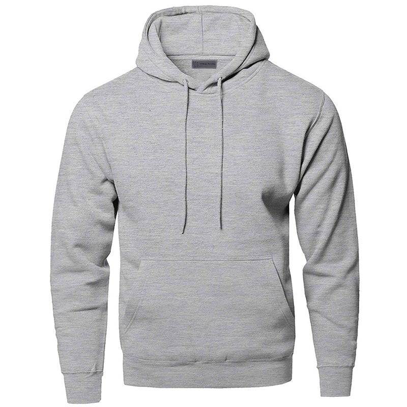 Zachte effen heren hoodie met capuchon en buikzak, ideaal voor ontspanning, sport en casual herenkleding.