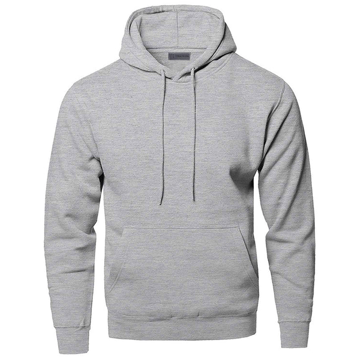 Zachte effen heren hoodie met capuchon en buikzak, ideaal voor ontspanning, sport en casual herenkleding.