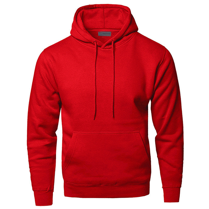 Stijlvolle heren hoodie met capuchon, effen design en ruime buikzak; een comfortabele keuze voor elke man.