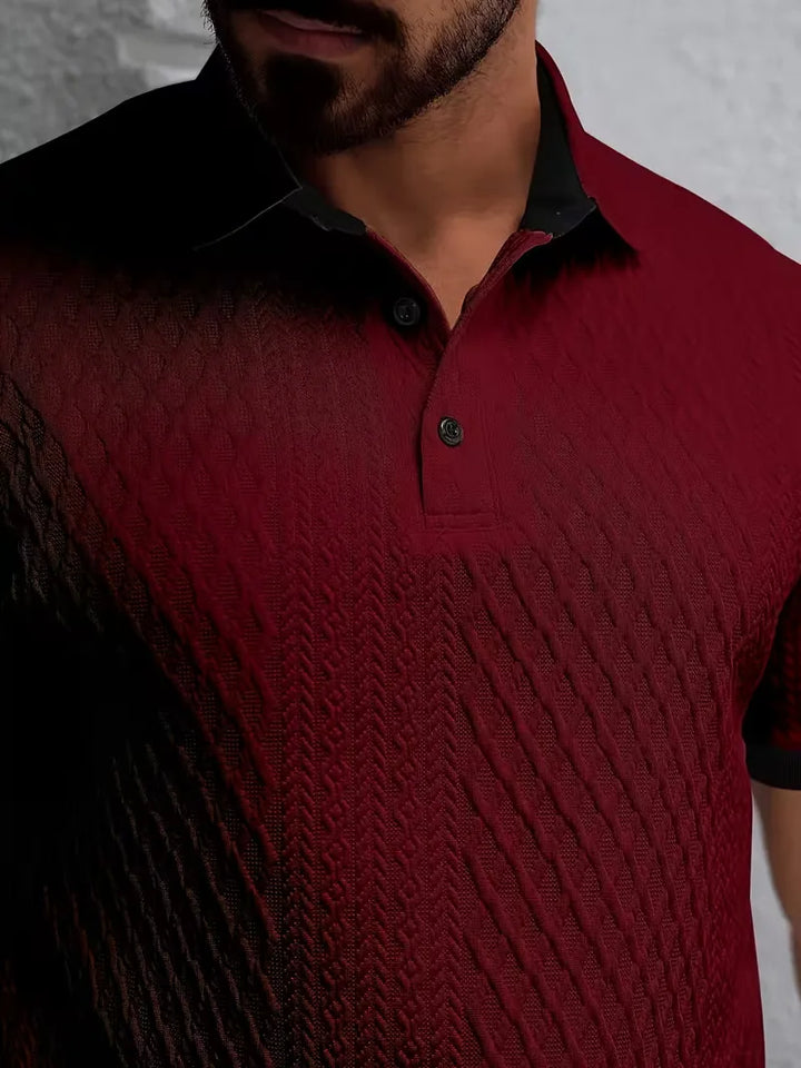 Hoge kwaliteit herenpoloshirt met jacquard design en stijlvolle V-hals voor elke gelegenheid.
