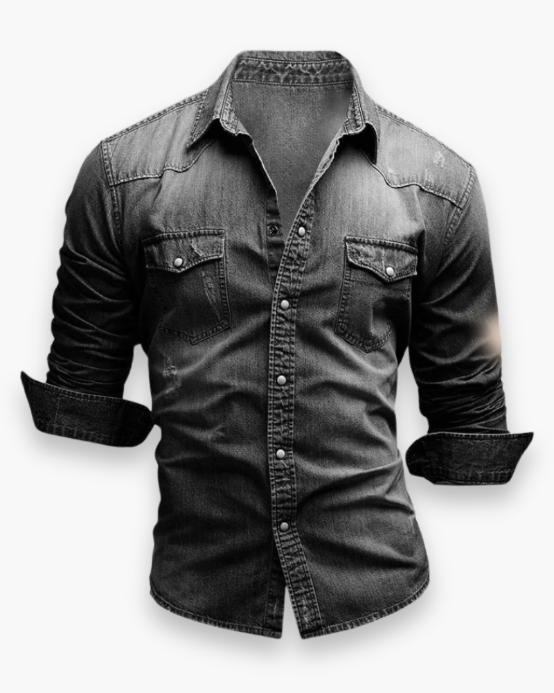 Donkerblauw heren spijkeroverhemd, veelzijdig en trendy. Ideaal voor casual kleding en mode.