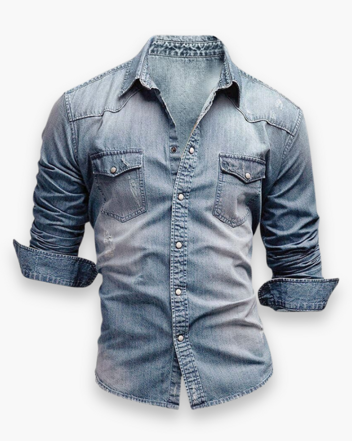 Heren overhemd van denim, klassiek en comfortabel. Ideaal spijkeroverhemd met lange mouwen voor elke man.