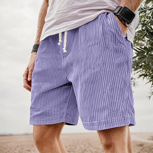 Ontspannen heren korte broek met ribstructuur, comfortabel en casual voor lente en zomer. Stijlvolle herenmode.