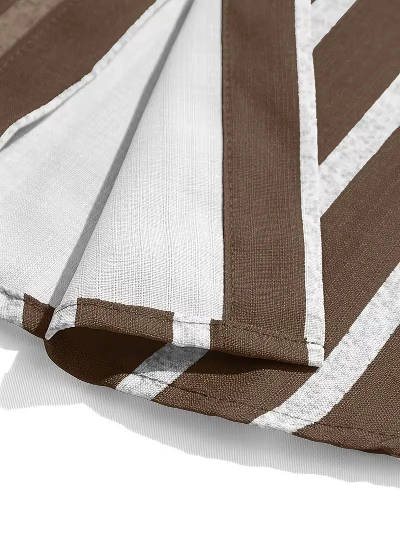 Heren casual gestreept overhemd, korte mouw, regular fit, perfect voor lente- en zomermode.