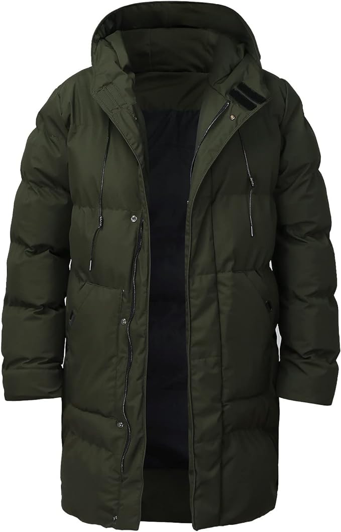 Robuuste heren outdoor winterjas, lange en dikke pufferjas perfect voor winterse avonturen.