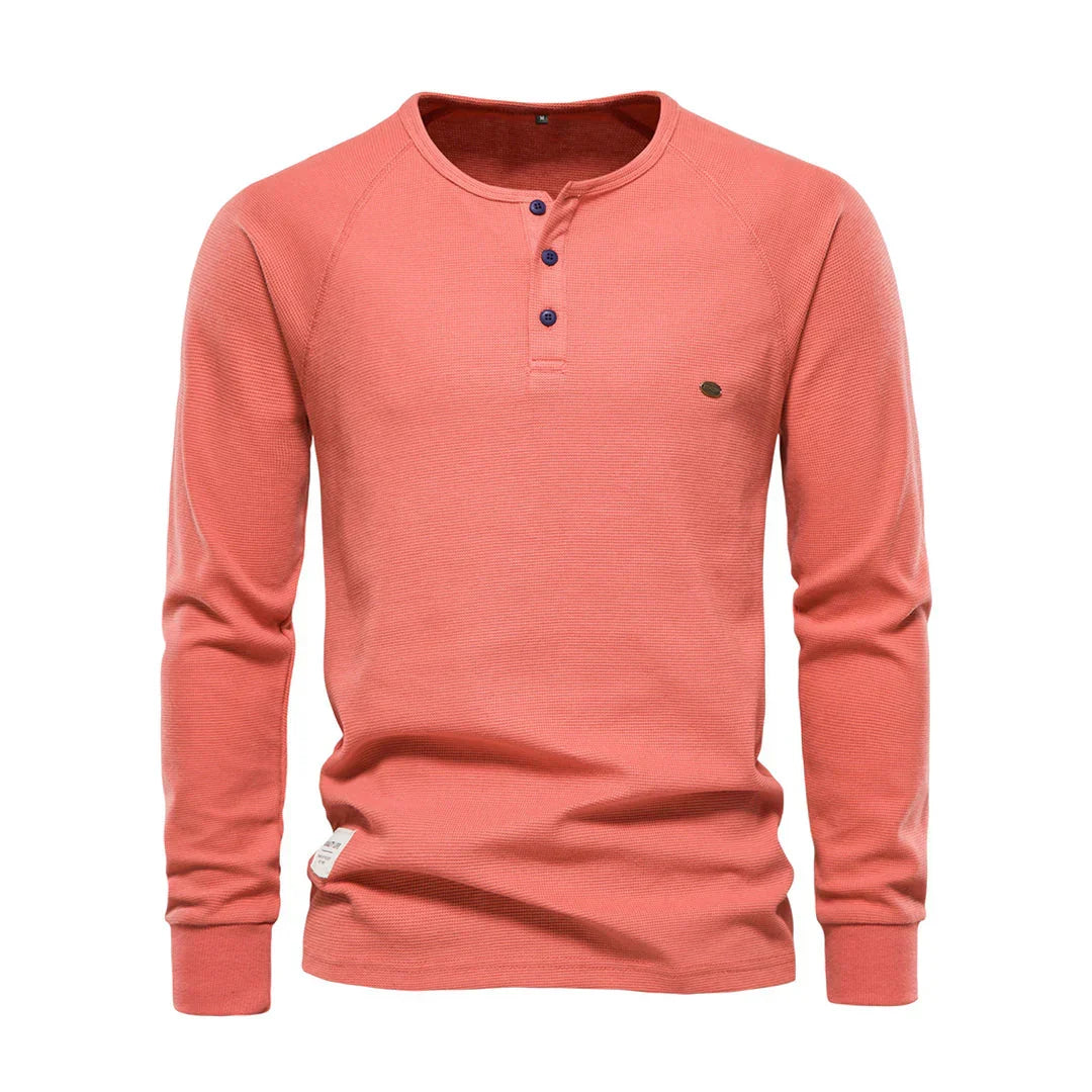 Heren shirt met lange mouwen en ronde hals. Zacht en comfortabel, perfect voor dagelijkse herenmode.