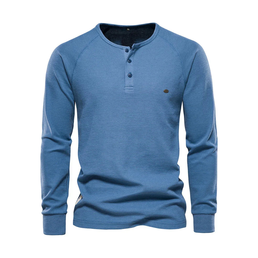 Modern heren langemouwenshirt met ronde hals. Comfortabel en stijlvol, een must-have in herenmode.