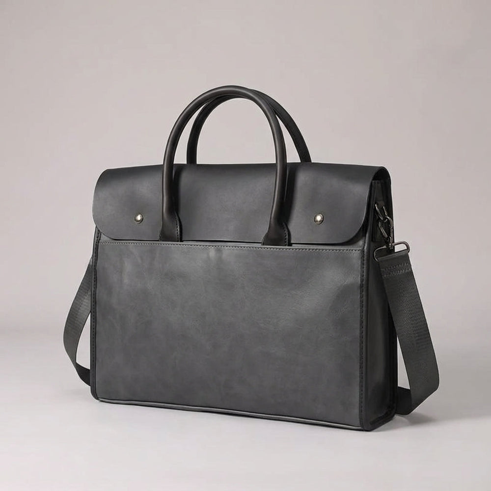 Stijlvolle zwarte heren laptoptas van PU leer, 14 inch, ideaal als aktetas of schoudertas.