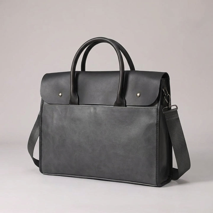 Stijlvolle zwarte heren laptoptas van PU leer, 14 inch, ideaal als aktetas of schoudertas.