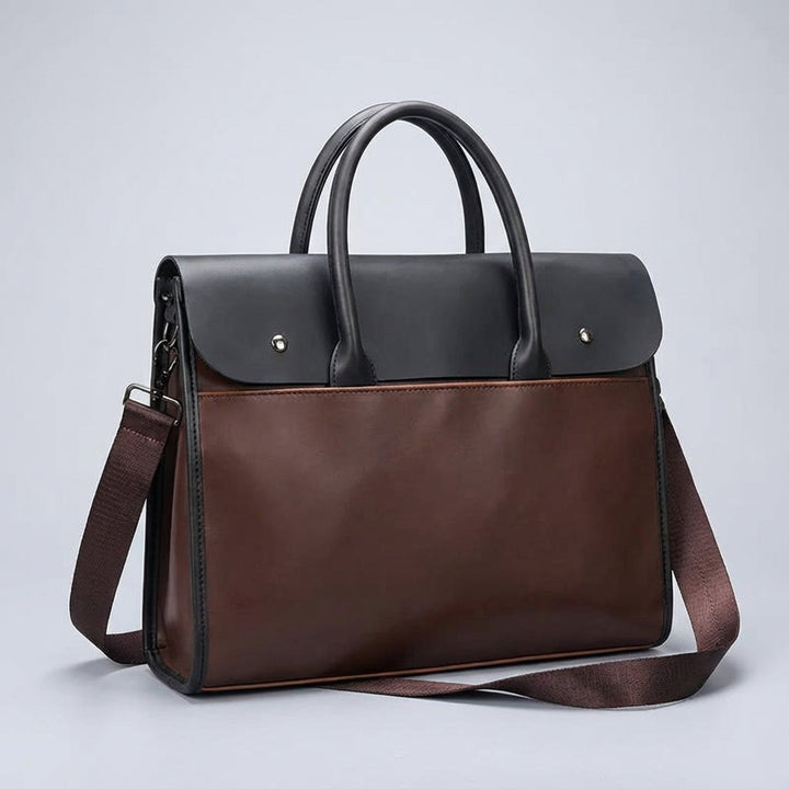 Retro stijl heren laptoptas 14 inch van PU leer, comfortabele schoudertas of aktetas voor zakelijk gebruik.