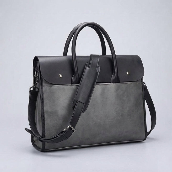 Veelzijdige heren laptoptas 14 inch, verkrijgbaar in bruin en zwart PU leer; perfecte zakelijke aktetas.