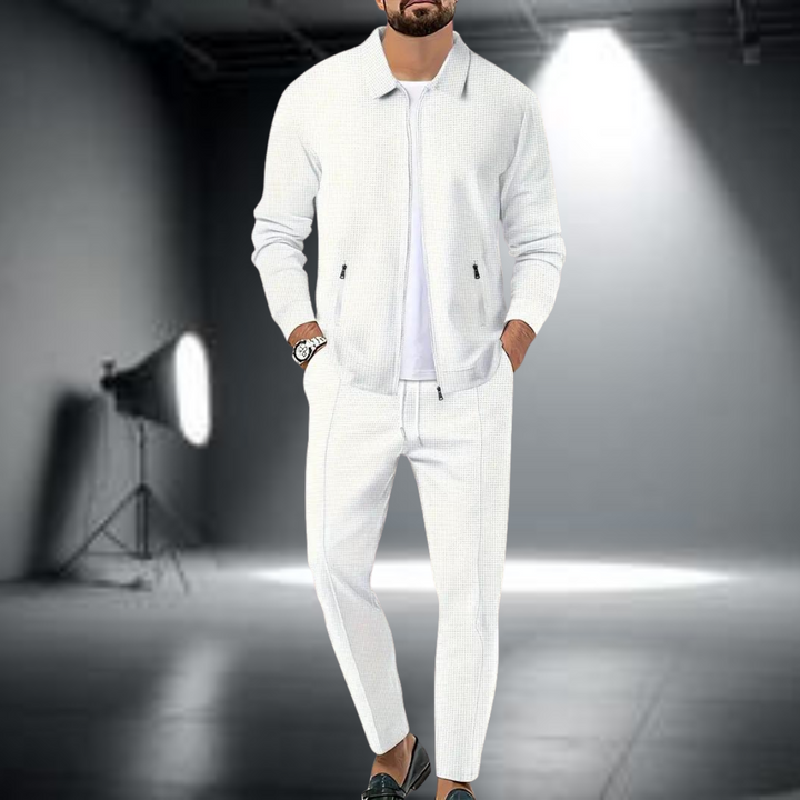 Heren lichtgewicht tracksuit set: lichte jas met volledige rits & bijpassende comfortabele joggingbroek voor sport of vrije tijd.