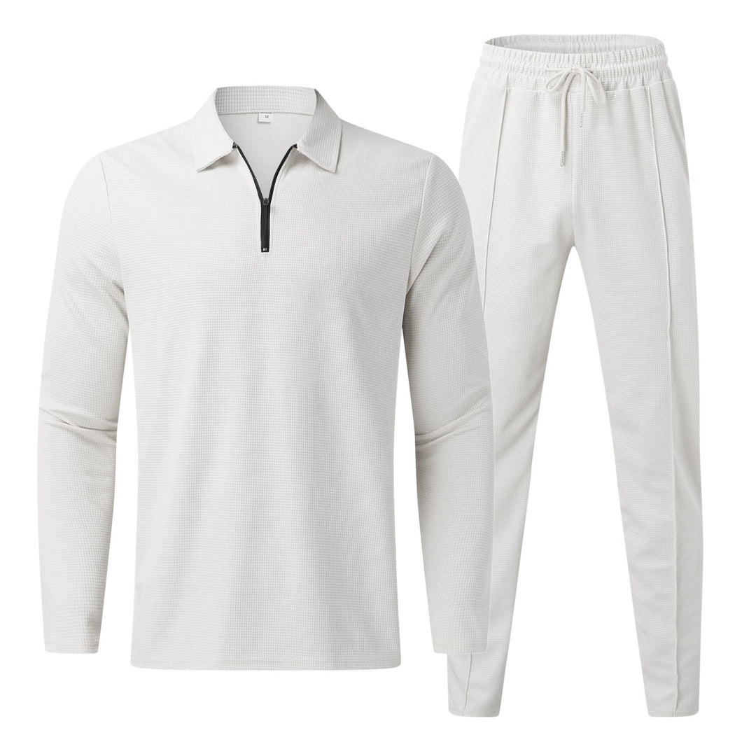 Modern tweedelig heren trainingspak, lichtgewicht en ademend. Comfortabele sport- of casual vrijetijdskleding set.
