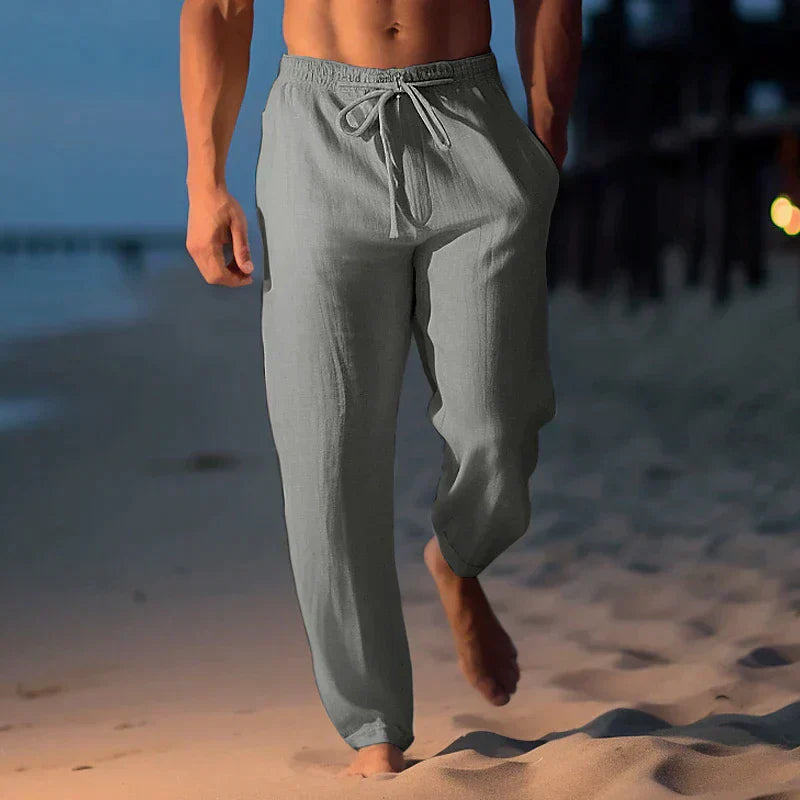 Casual herenbroek van ademend linnen, ideaal voor strand of vrije tijd