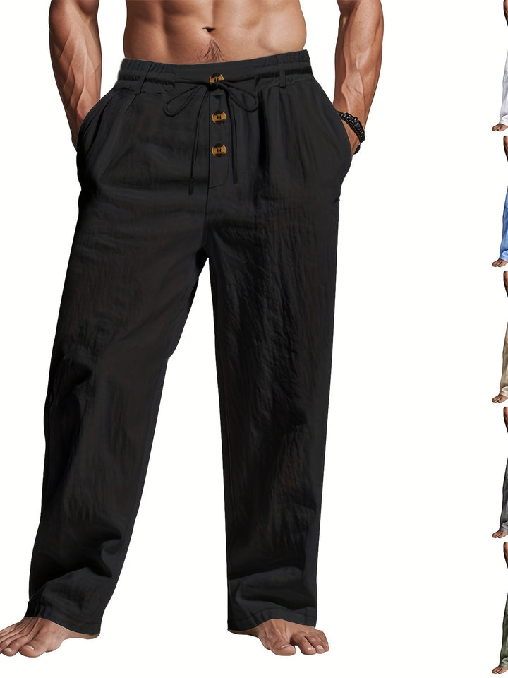Stijlvolle casual linnen broek voor heren, perfect voor zomerse dagen, strandkleding of ontspannen look.