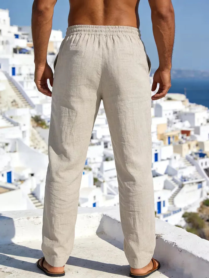 Duurzame linnen herenbroek, chino met elastische taille, comfortabel en stijlvol voor elke man.