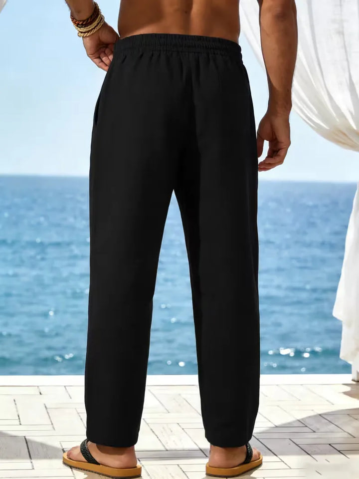 Casual linnen herenbroek met elastische tailleband, stijlvolle chino voor de zomer.