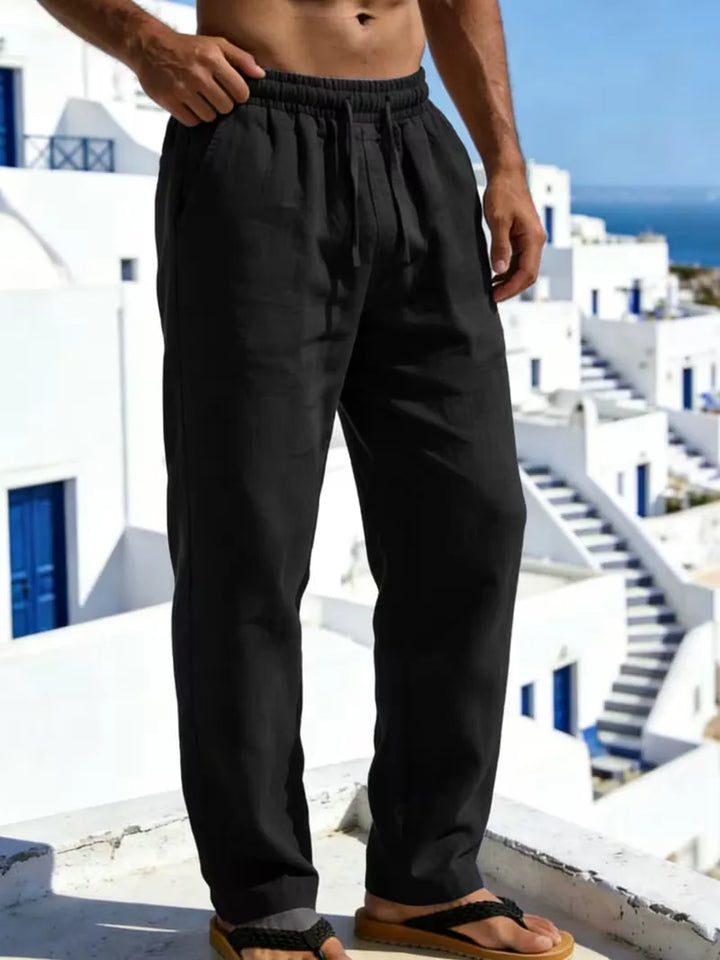 Heren chino van ademend linnen, elastische taille voor optimaal comfort, perfect als zomerbroek.
