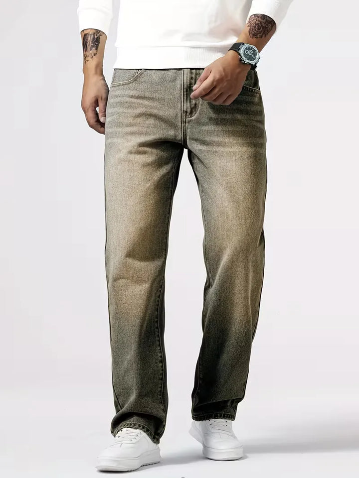 Heren loose fit jeans voor dagelijkse stijl, comfortabel en modieus, verkrijgbaar in blauw en petrol.