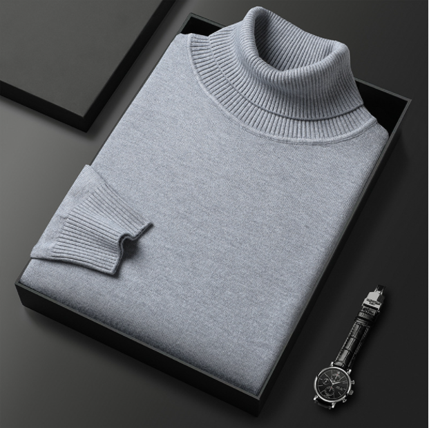 Heren comfortabele coltrui in een lichte tint, veelzijdig voor casual en zakelijke looks.