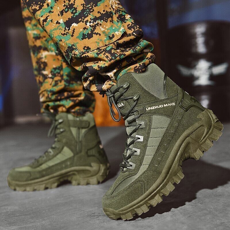 Robuuste heren wandelschoenen, militaire stijl, waterdicht voor alle weersomstandigheden.