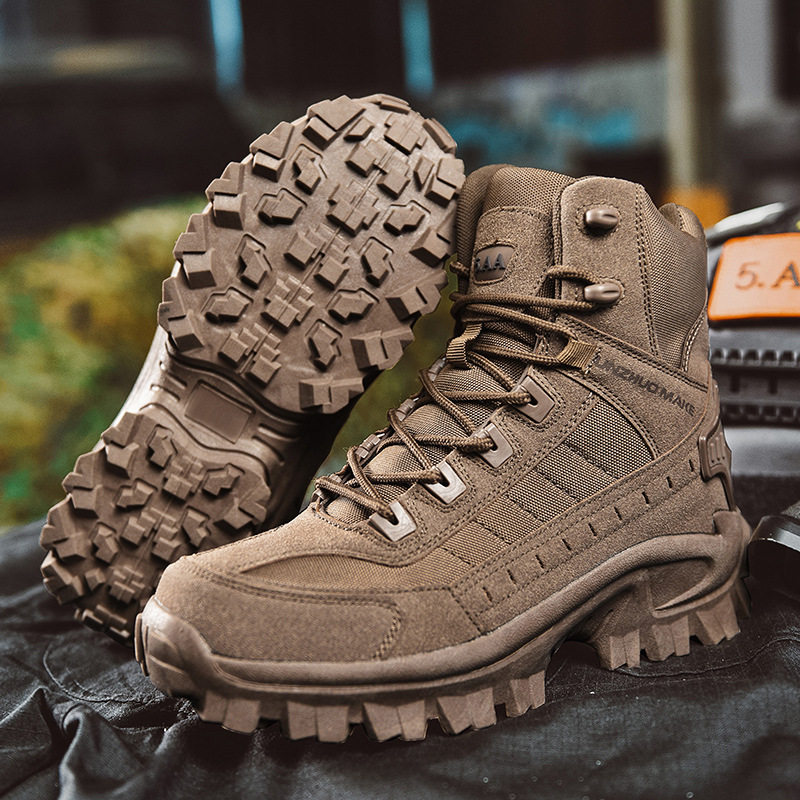 Outdoor herenschoenen, militaire look, waterdicht voor wandelingen en avonturen.