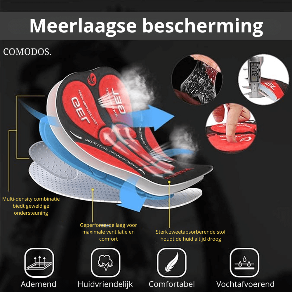 Zwarte Motor Comfort Shorts voor heren, ergonomisch ontwerp voor optimale bescherming tijdens het motorrijden.