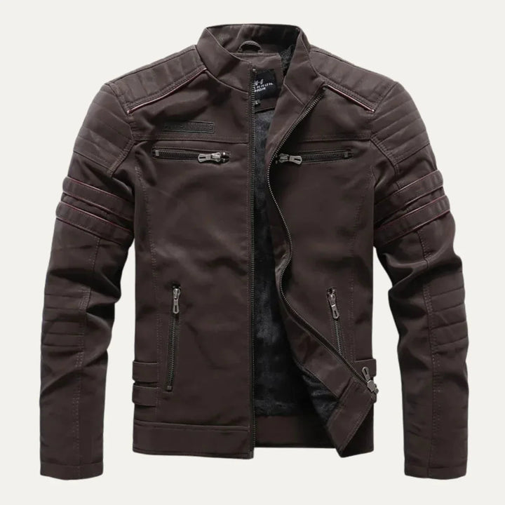 Warm casual herenjack met opstaande kraag. Robuuste bovenkleding, ideaal voor herfstmode & winter.