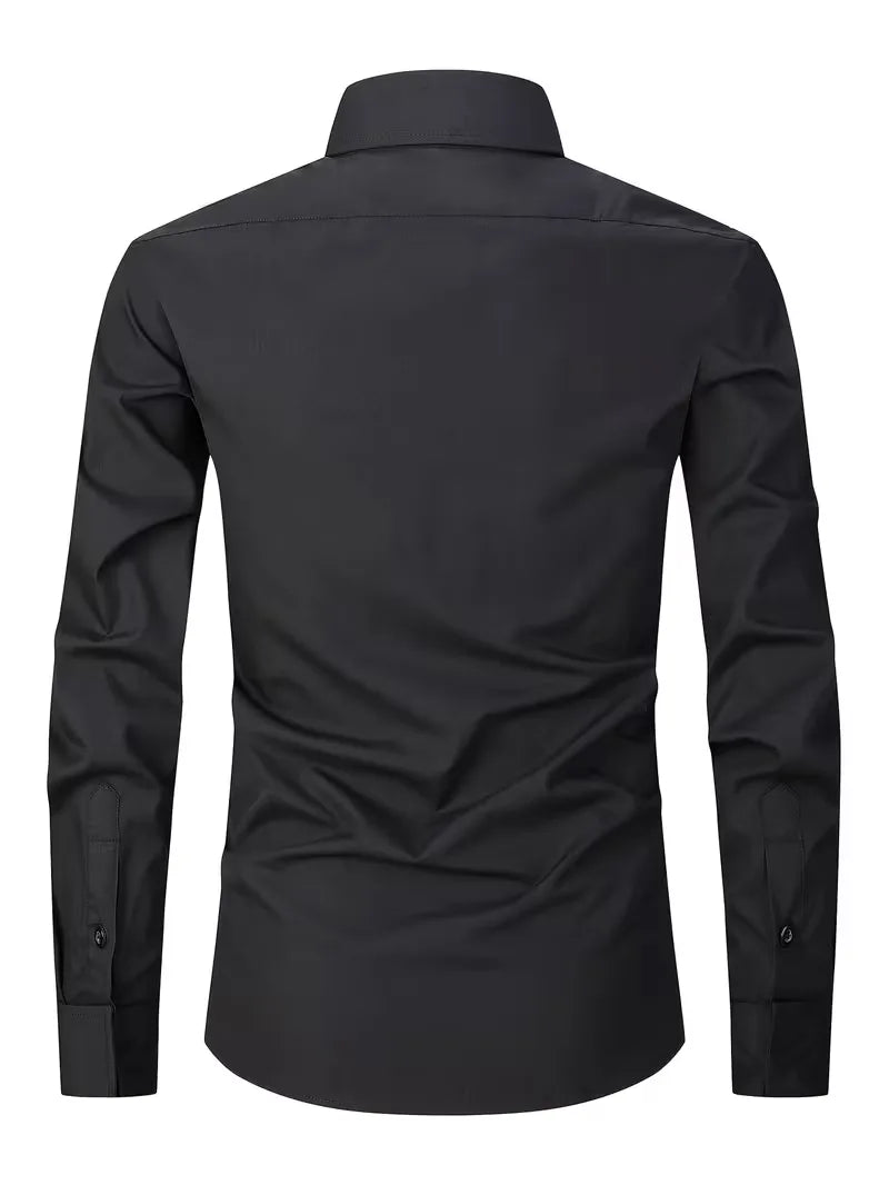 Zakelijk herenoverhemd, regular fit, met chique mandarijnkraag en stijlvolle Franse manchetten.