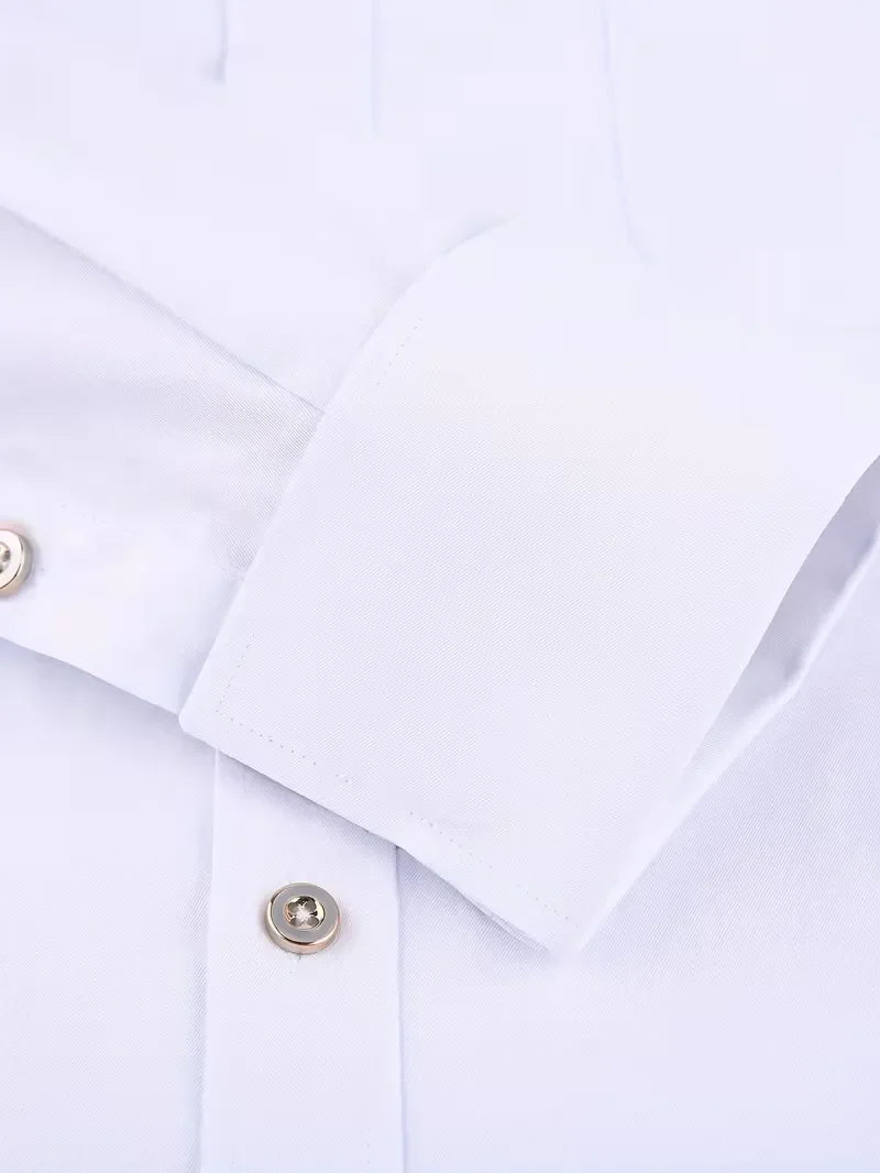 Strak herenoverhemd met mandarijnkraag en Franse manchetten, ideaal voor een zakelijke look.