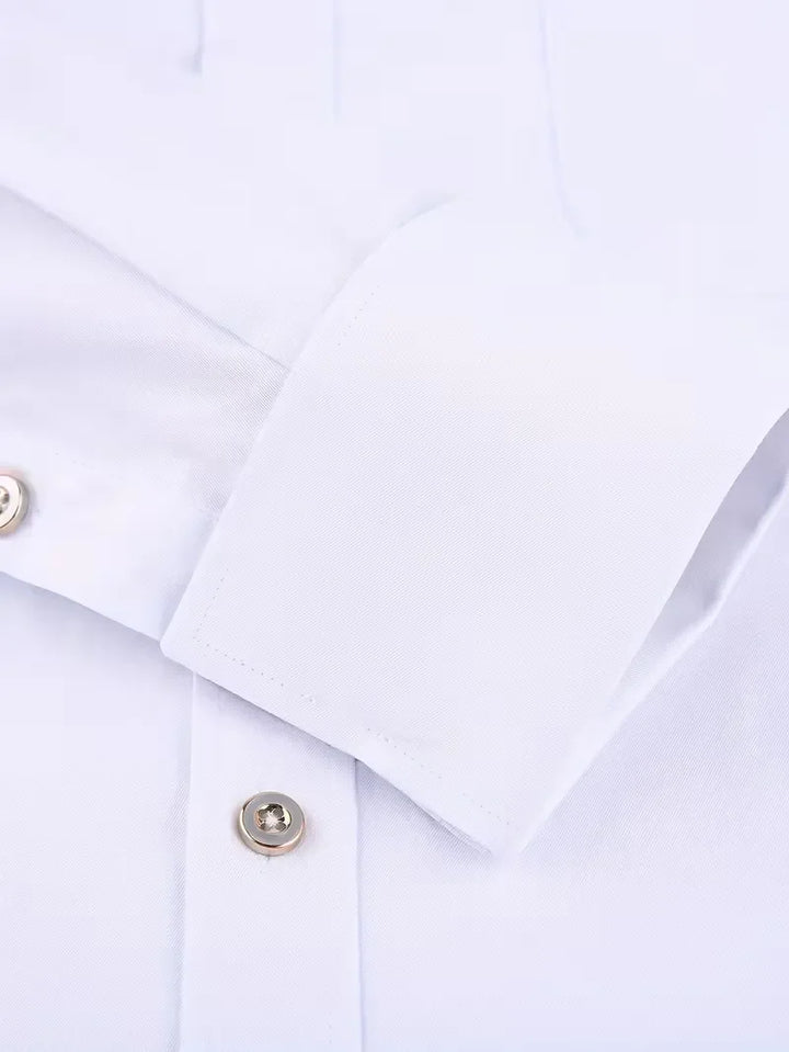 Strak herenoverhemd met mandarijnkraag en Franse manchetten, ideaal voor een zakelijke look.