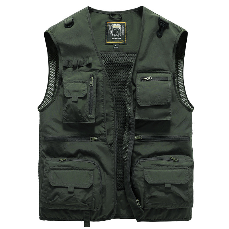 Heren outdoor bodywarmer, ademend en lichtgewicht, ideaal voor wandelen, vissen en kamperen in lente/herfst.