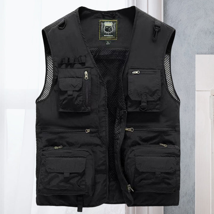 Lichtgewicht heren bodywarmer, multi-zakken design, ideaal voor vissen, wandelen en kamperen.