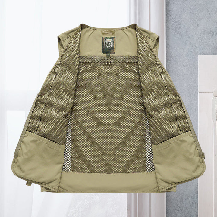 Duurzame heren bodywarmer, multi-zakken voor opslag, ideaal voor outdoor, vissen en wandelen.