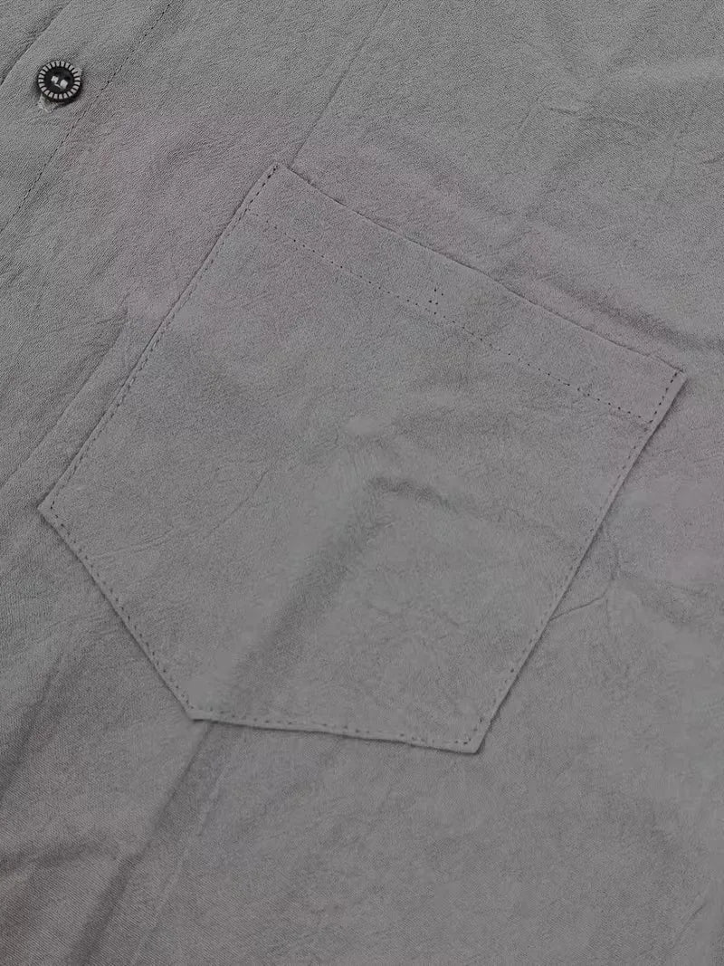 Rode heren overhemd korte mouw, regular fit, met borstzak. Voor een opvallende zomerse stijl.
