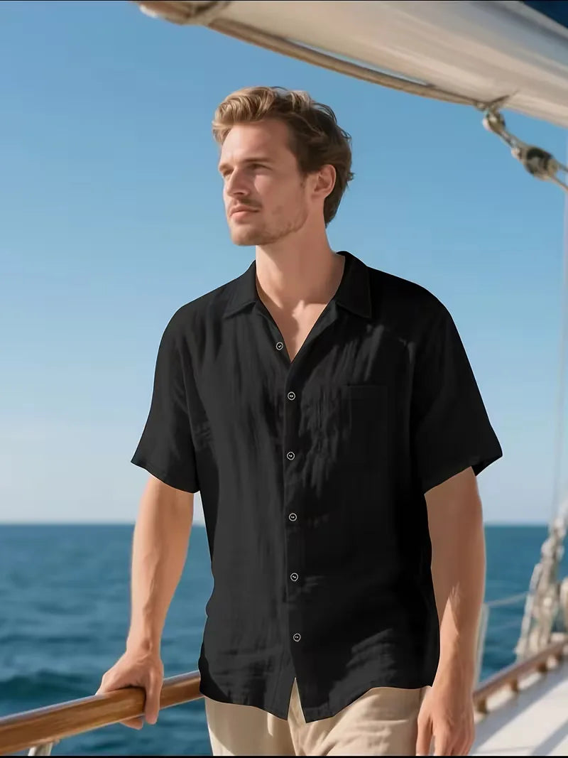 Stijlvol en duurzaam heren overhemd korte mouw met borstzak. Een zomerse kleding essential.