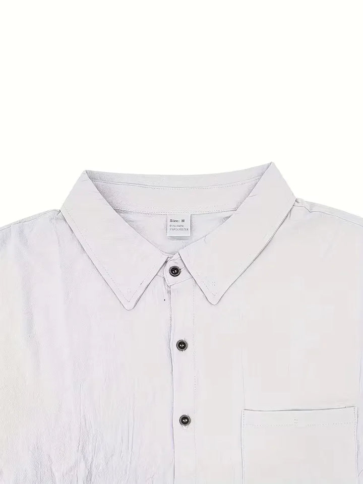 Blauw heren overhemd korte mouw, regular fit, met borstzak. Perfect voor een zomerse look.