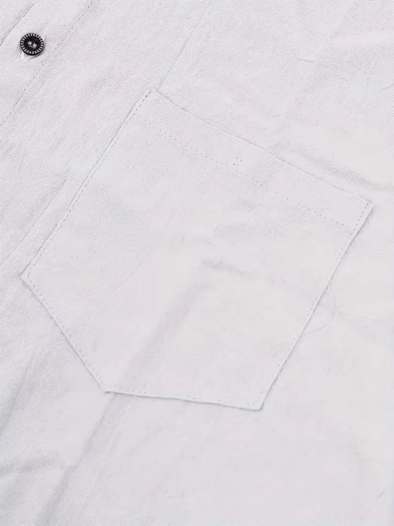 Grijs heren zomer overhemd met korte mouwen en borstzak. Een must-have voor casual dagen.