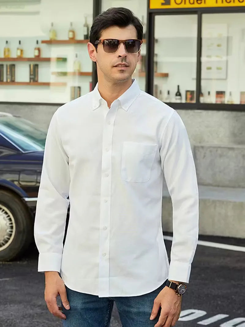 Heren overhemd met mandarijnkraag, smart casual look, voor elke man.
