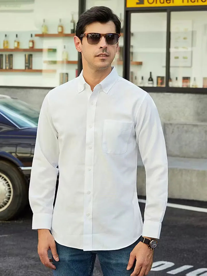 Heren overhemd met mandarijnkraag, smart casual look, voor elke man.