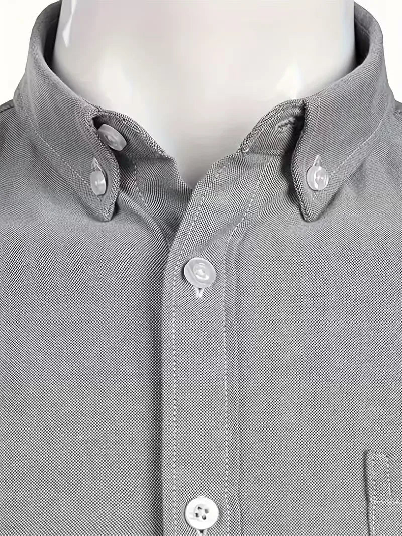 Smart casual heren overhemd, lange mouwen, met trendy mandarijnkraag.