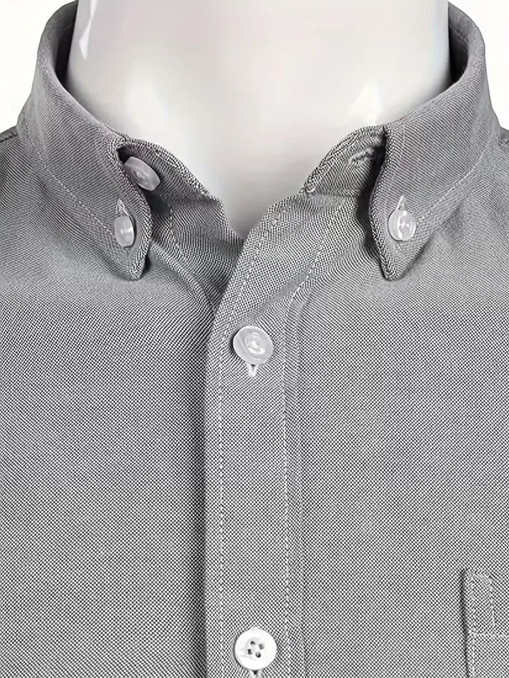 Smart casual heren overhemd, lange mouwen, met trendy mandarijnkraag.