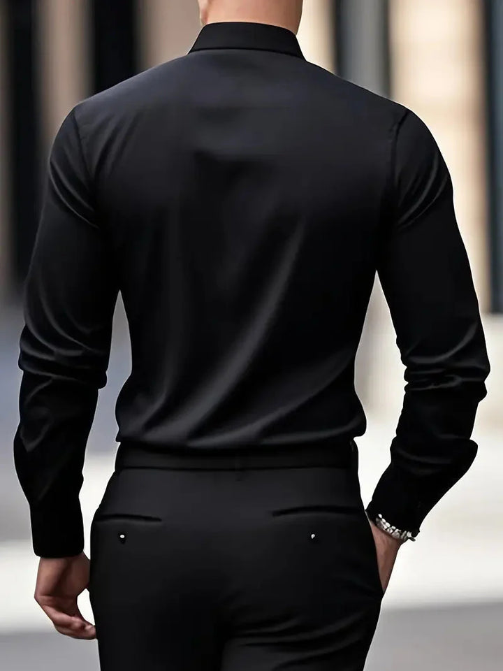Ademend katoenen heren overhemd slim fit, lange mouwen, kentkraag, voor optimaal comfort.
