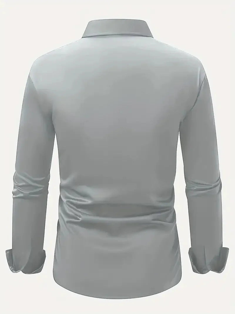 Heren overhemd slim fit, lange mouwen, kentkraag, met subtiele textuur, luxe uitstraling.