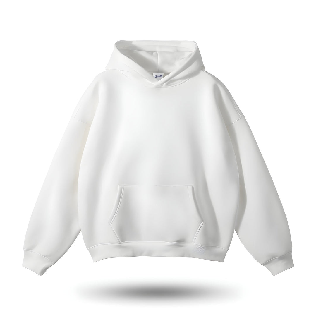 Witte heren hoodie, oversized model van zachte stof, comfortabele nieuwe aanwinst.