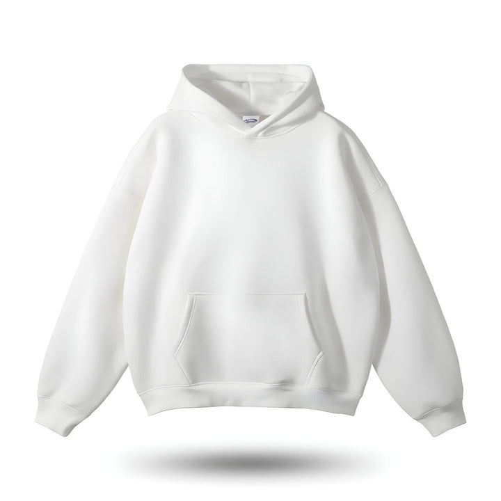 Witte heren hoodie, oversized model van zachte stof, comfortabele nieuwe aanwinst.