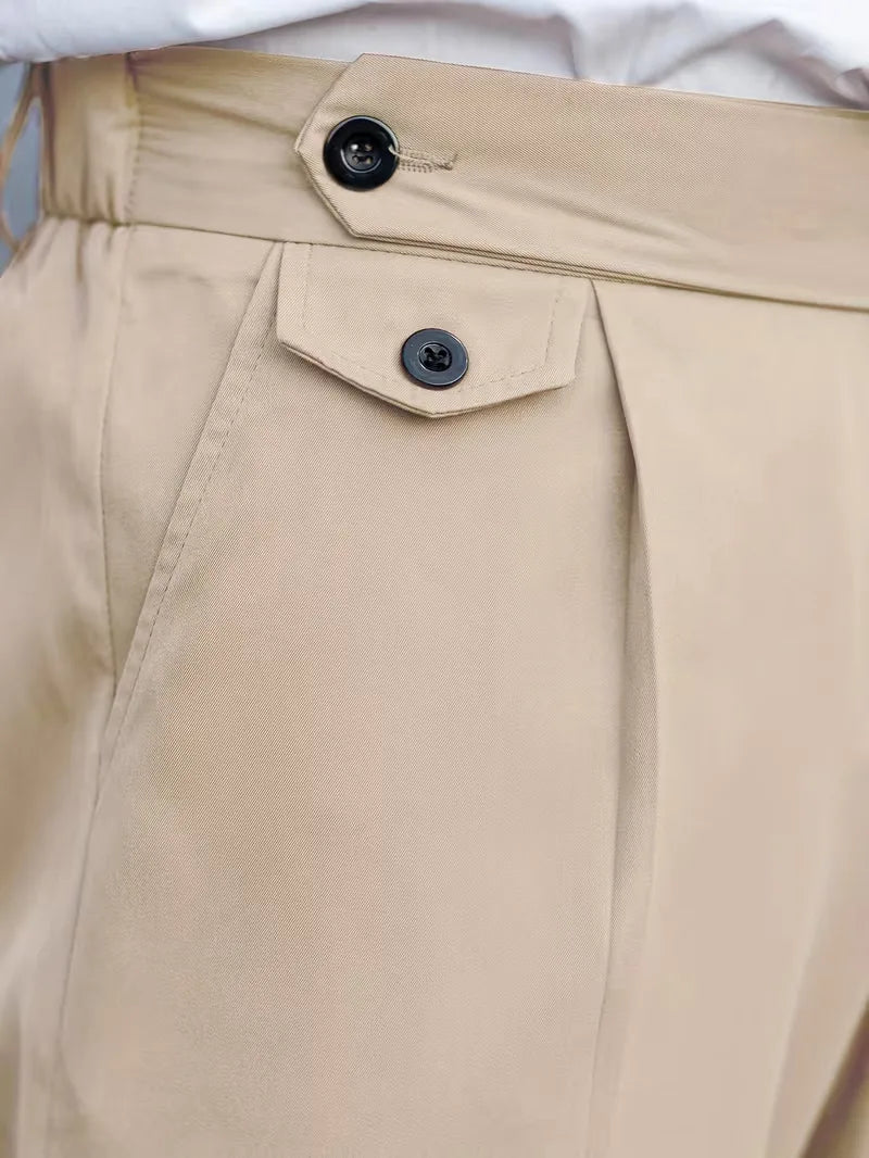 Veelzijdige heren pantalon rechte pijpen, polyester, voor een nette uitstraling.