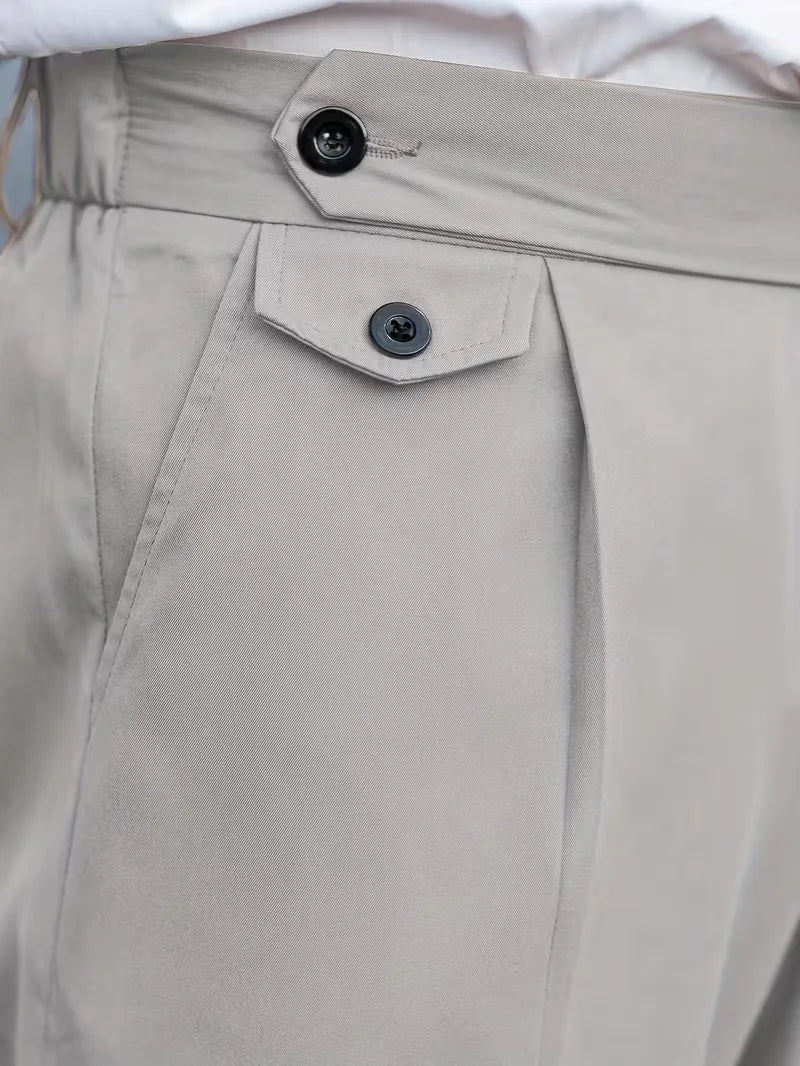 Herenpantalons rechte pijpen, smart casual stijl, comfortabel polyester.